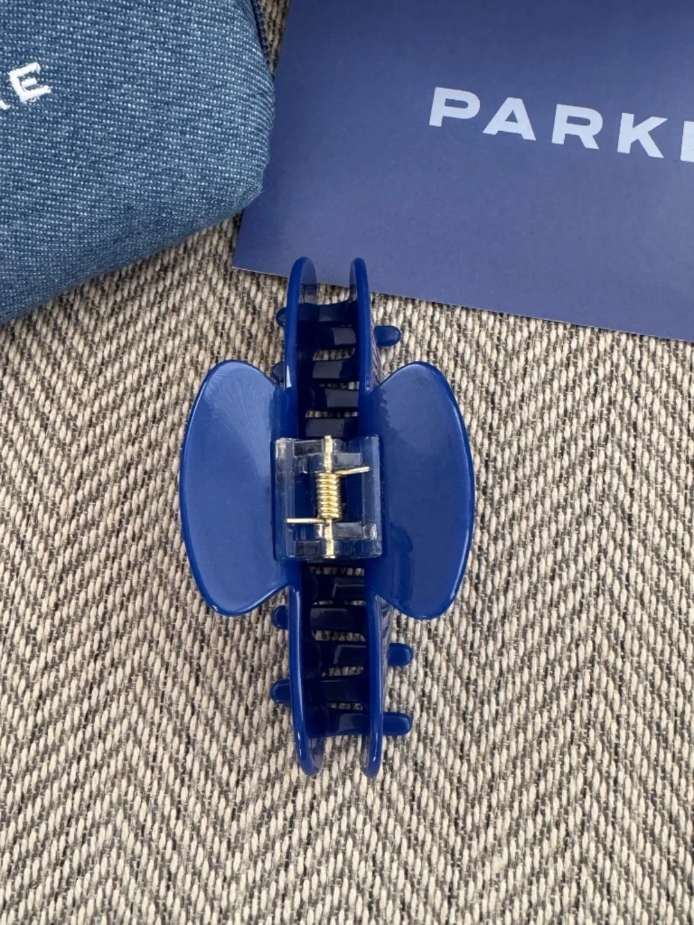 Parke Claw Clip Navy Denim Blue Hair Accessories with bag